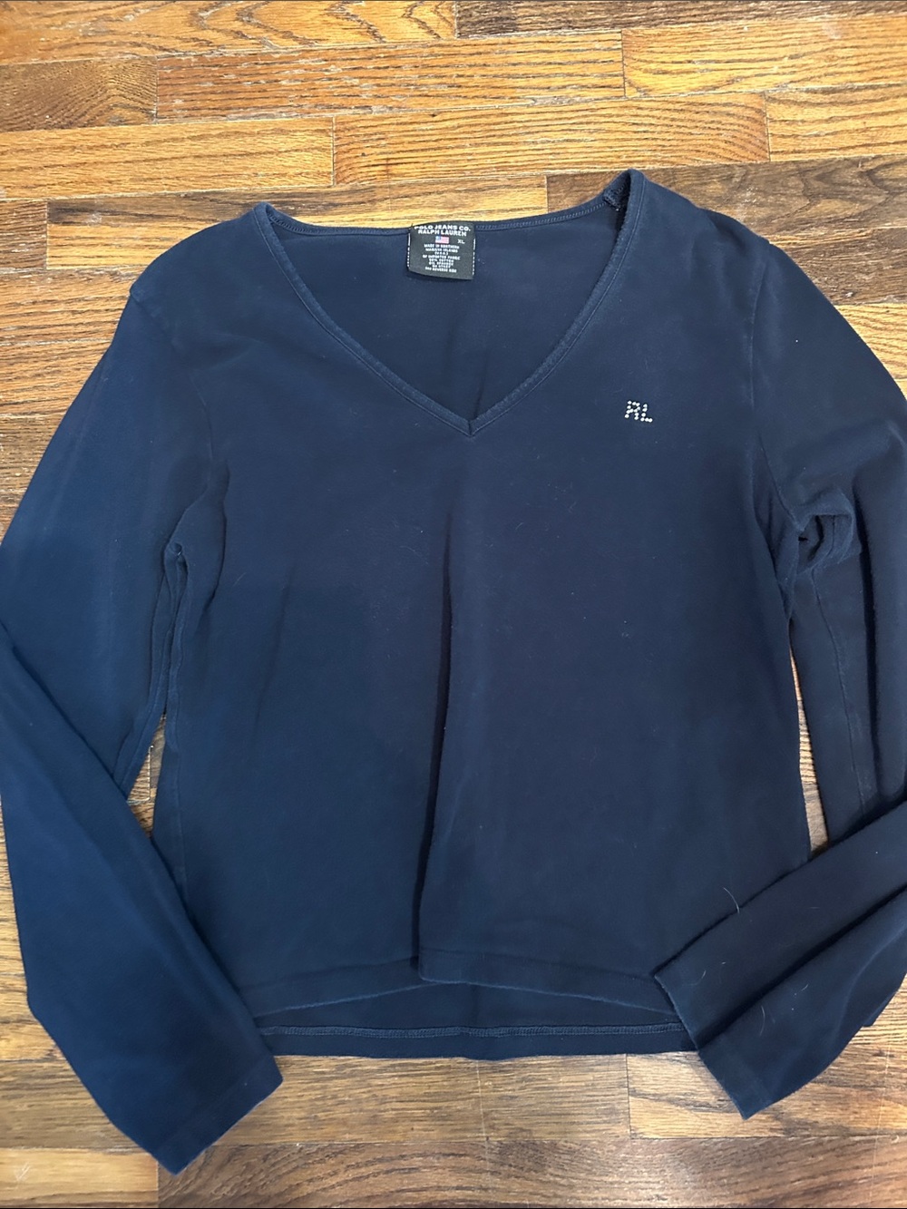 Ralph Lauren Navy V-Neck Long Sleeve Top